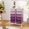 Costway 10-Drawer Storage Cart Utility Rolling Trolley Kitchen Office Organizer Black/Clear/Macaron/Grey/Black Gardient/Multicolor/Pink/RainbowithWhite/Hot Pink/Skin Pink/Purple
